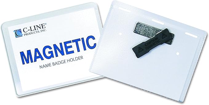 C-Line Magnetic Name Badge Holder Kit, Horizontal, 4w X 3h, Clear, 20/Box