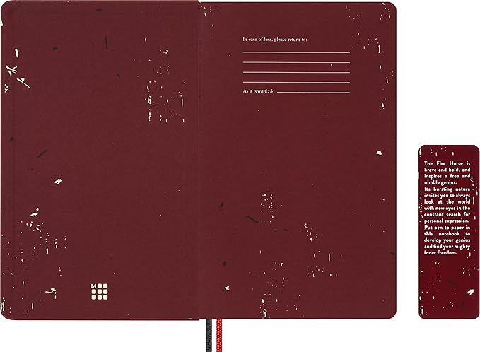 Moleskine Limited Edition Year of the Horse 2026 Woodcut Notebook, Hard Cover, Large (5" x 8.25") Ruled/Lined, Autumn Red, 176 pages