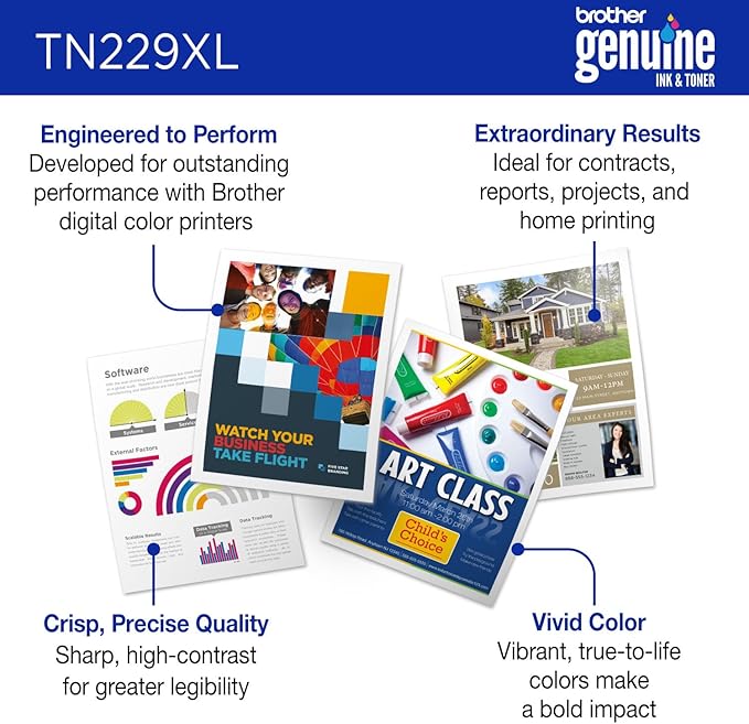 Brother Genuine TN229XLC Cyan High Yield Printer Toner Cartridge - Print up to 2,300 Pages(1)