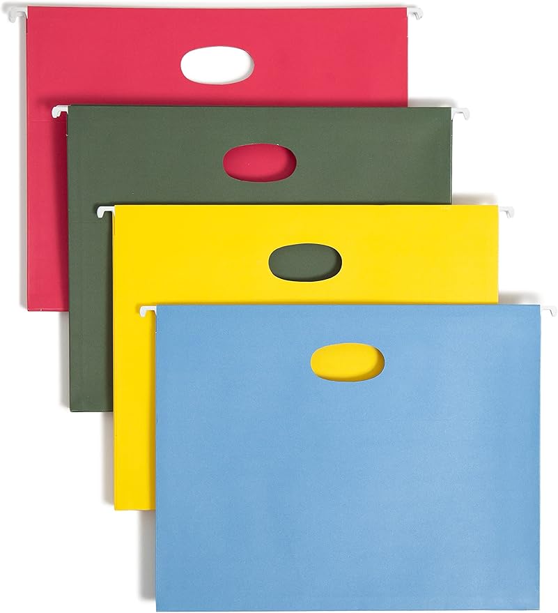 Smead Hanging Pocket with Full-Height Gusset, 3-1/2" Expansion, Letter Size, Assorted Colors, 4 per Pack (64290)