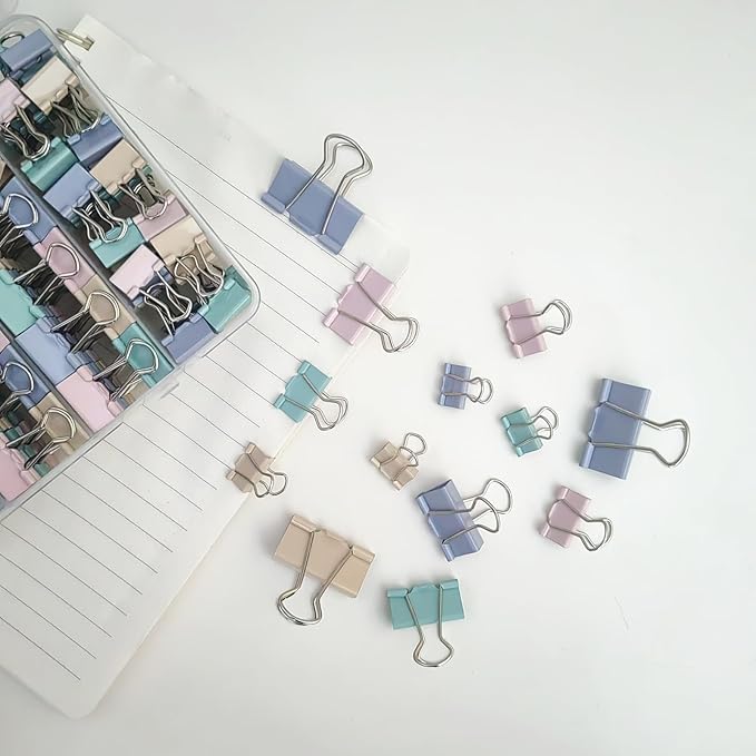 Assorted Sizes Binder Clips Paper Clamps 106 Pcs Large,Medium,Small,X Small,Colored Paper Clips Office Supplies