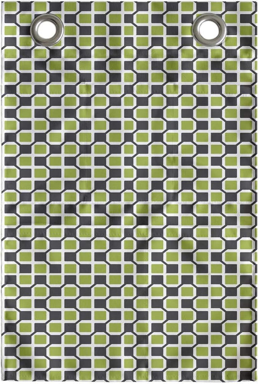 Ambesonne Abstract Hanging Pocket Organizer, Pattern of Symmetric Mini Rectangles Connected with Streaks, Printed Polyester Storage Bag with Pockets, 14" x 20", Lime Green Taupe Grey