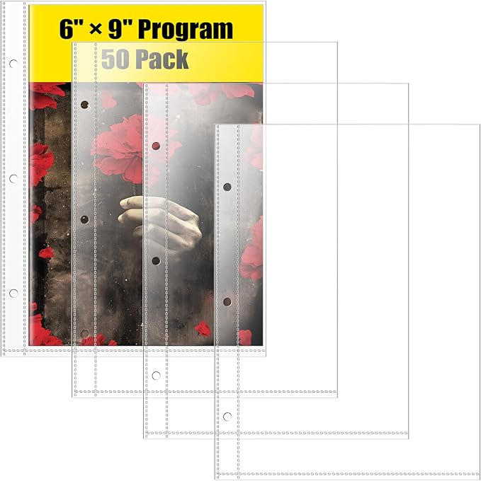 6 x 9 Brochure Sleeves, 50 Pack, Page Protectors for Broadway Play Programs and Theater Programs, Top-Loading Sheet Protectors