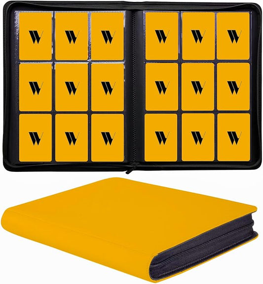 Premium 9-Pocket Zippered Trading Card Binder, 540 Pockets Double-Sided Side-Loading Card Organizer Album, PU Leather Card Holder Protector for MTG, TCG, Sports Cards Yellow