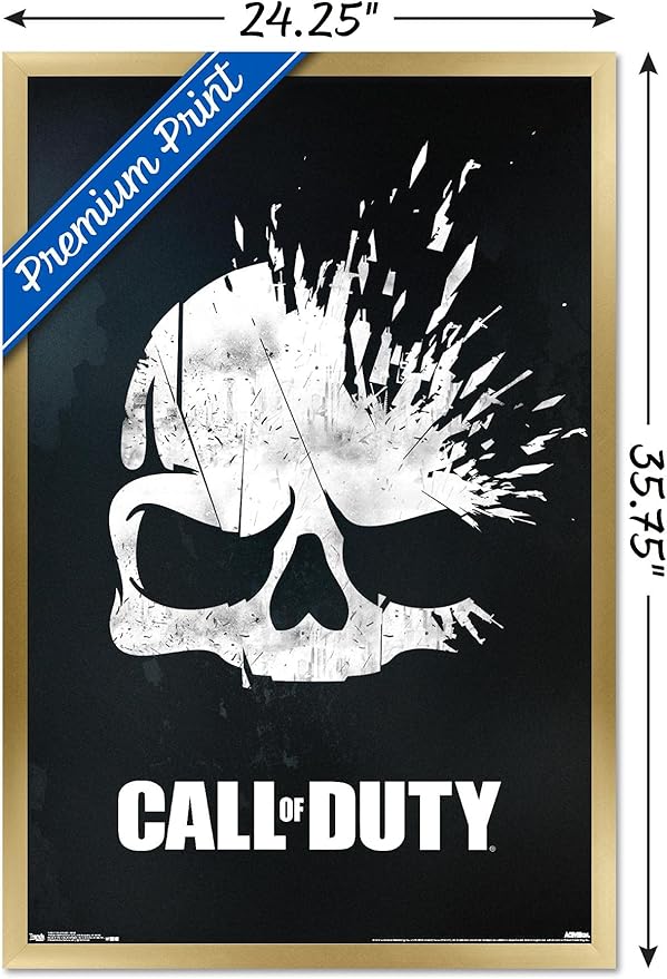 Trends International Call of Duty - Skull Wall Poster, 22.375" x 34", Gold Framed Version