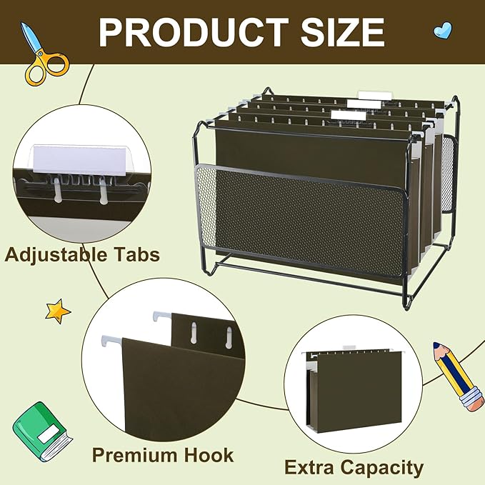 10 Pack Extra Capacity Hanging File Folders Legal Size with Tabs Reinforced Hanging Folders Expandable, Heavy Duty 3.5 Inch Expansion Designed for Bulky Files Medical Charts
