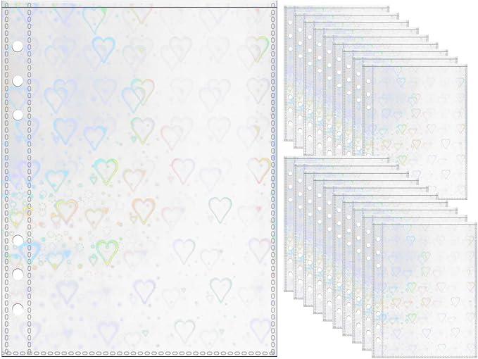 A5 Photocard Sleeves 20pcs Sheet Protectors 5.2'' x 7.5'' 1 Pocket Love Flashing Clear Picture Card Insets PP Photo Album Refill Pages for 6 Ring Binder (Love Flashing, A5-1Pocket)
