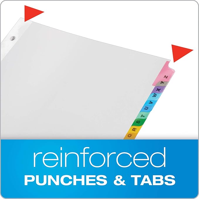 Cardinal Binder Dividers,A-Z Tabs,Customizable Table of Contents Page,Reversible Multicolor Tabs,3-Hole Punched for Binders,3 Count (Pack of 8)