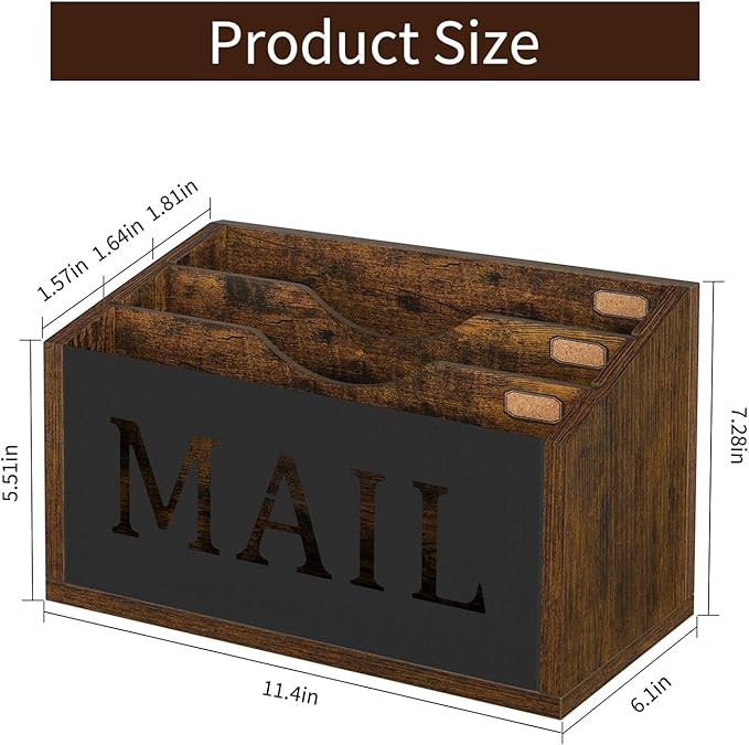 YINMIT Mail Organizer Countertop, Mail Holder with 3 Compartments, Mail Holder Sorter for Desk, Mail Organizer Wall Mounted, Countertop Desk Office Accessories Organizer for File Paper Folder