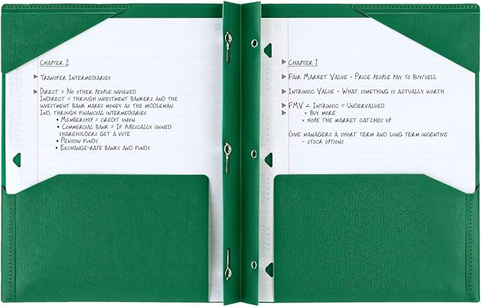 Five Star 2-Pocket Folder,Plastic Folder with Stay-Put Tabs and Prong Fasteners,Holds 8-1/2" x 11" Paper,Black,Fire Red,Forest Green,Pacific Blue (38048),(Pack of 24)