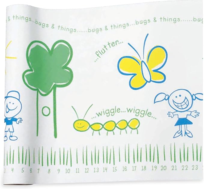 McKesson Exam Table Paper, Barrier Protection, Crepe Pediatric Table Paper, White with Bugs and Things, 21 in x 125 ft, 6 Count