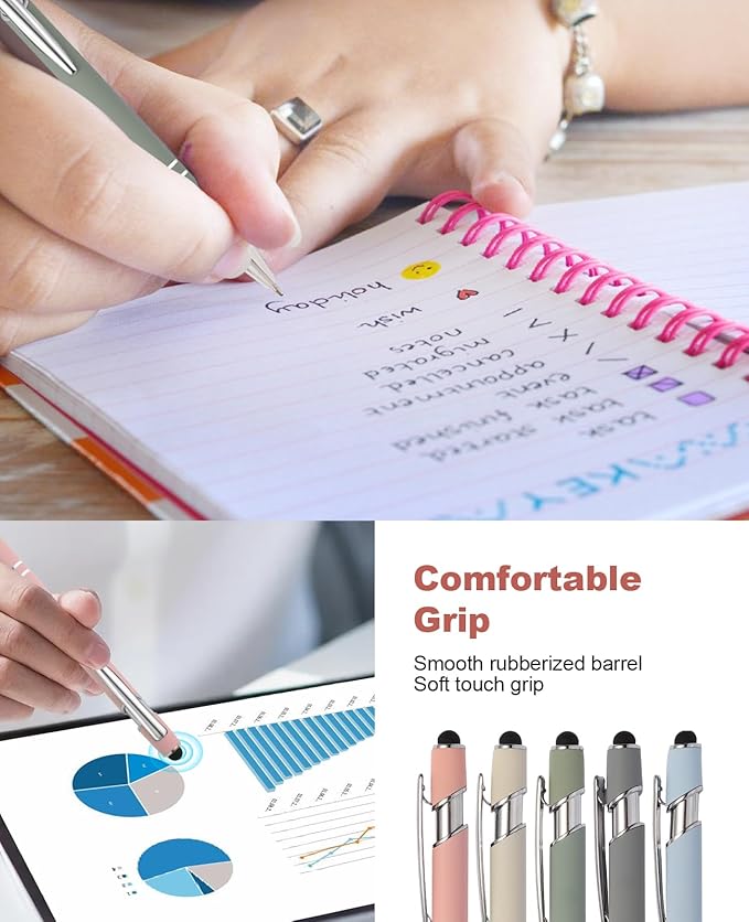 39PCS Aesthetic School Supplies with Cute Pencil Case, 5X Ballpoint Pens with Stylus Tip, 12X Pastel Highlighters, 6X Mechanical Pencil Set 0.5&0.7mm, Suit for Preppy School College Essentials(blue)