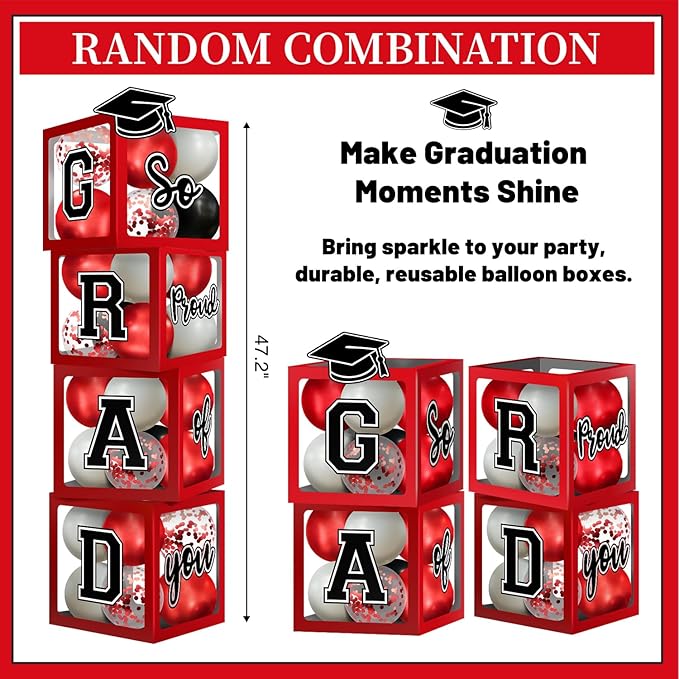 2026 Graduation Decorations, Red And Black Graduation Decorations 2026 Arch Kit Boxes With Letters 2026 Grad for Middle School High School College ect.