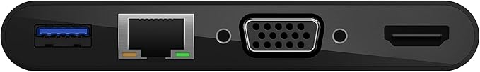 Belkin Multimedia Adapter with USB‑C Passthrough Power – HDMI, USB‑A & USB‑C Ports, 4K Video, Compact Laptop Hub for MacBook, Chromebook, Windows, Travel & Home Office