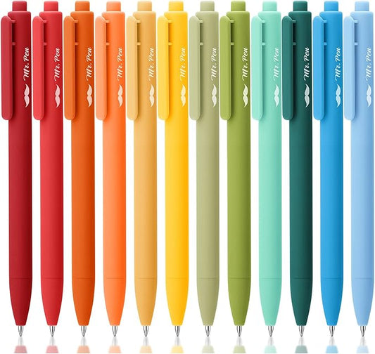 Mr. Pen- Retractable Gel Pens for Journaling, 12 Pack, Winter Forest Color Inks, Fast Dry, Soft grip Barrels, Smooth Writing, 0.5mm Fine Point Aesthetic Pens
