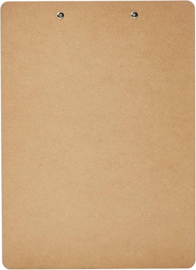 Amazon Basics Hardboard Office Clipboard, Low-Profile, Letter Size, 9" x 12.5", Brown, 6-Pack