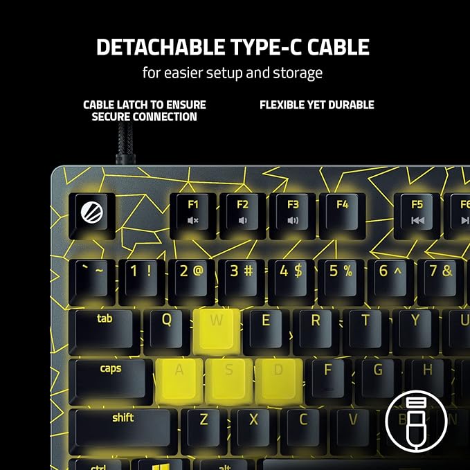 Razer Huntsman V2 TKL Gaming Keyboard: Fast Linear Optical Switches Gen2, Sound Dampeners, 8000Hz Polling Rate, Detachable Type-C Cable, UV-Coated Keycaps, Wrist Rest - ESL Edition