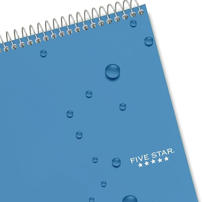 Five Star Top Spiral Notebook + Study App, 1 Subject, College Ruled Notepad, 8-1/2" x 11", 100 Sheets, Fights Ink Bleed, Water Resistant Cover, Tidewater Blue (820058D-ECM)
