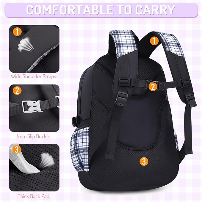 School Backpacks for Girl - 5PCS Cute Girls Backpack with Lunch Box Set for Kids Teens Elementary Middle School,18" Large Capacity Bookbag with Multiple Pockets,Perfect for Travel and School