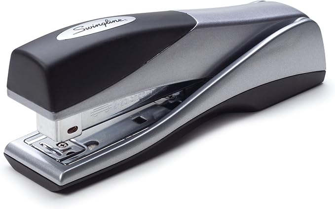 Swingline Stapler, Jam Free, Optima Grip Full Size, Ergonomic Cushion, Metal, 25 Sheet Capacity, Silver (87811)