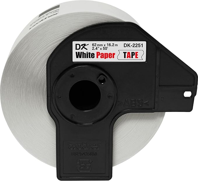 Brother Genuine DK-2251 Continuous Length Replacement Labels, Black/Red Label on White Paper Tape, Engineered with Excellence, 2.4” x 50 feet, 1 Roll per Box