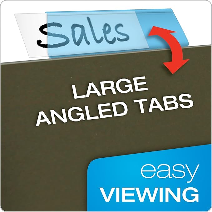 Pendaflex Hanging Folder Tabs, 2", Clear Blue, 25 Tabs and Inserts per Pack (42 BLU)