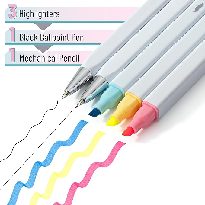 Mr. Pen- Journaling Kit, 5 Pack, Journaling Pens and Highlighters and Mechanical Pencil with Hard-Shell Carrying Case, Journaling Supplies Kit, Journaling Set, Journaling Pens and Markers