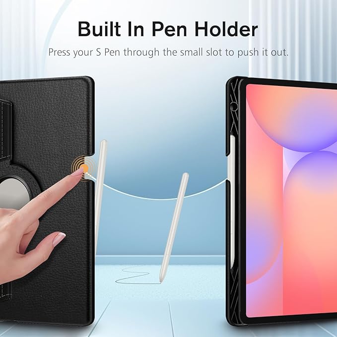 Fintie Rotating Case for Samsung Galaxy Tab S10 Lite/ S10 FE/ S9 FE 5G 10.9 Inch/Tab S9 11 Inch with S Pen Holder, 360 Degree Swiveling Stand Cover Auto Sleep/Wake, Black