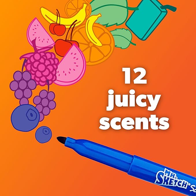 Mr. Sketch Scented Stix Markers, Fine Tip, Assorted Colors, 10 Count - Fun for Kids, Coloring, Spark Creativity, Arts & Crafts