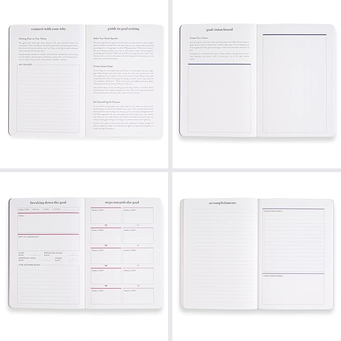 Erin Condren Designer Petite Planner - Goal Setting Journal Editions with Illustrative, Functional, Cute Sticker Pack that Includes Inspirational Quotes for Customization (Goal Setting 2)