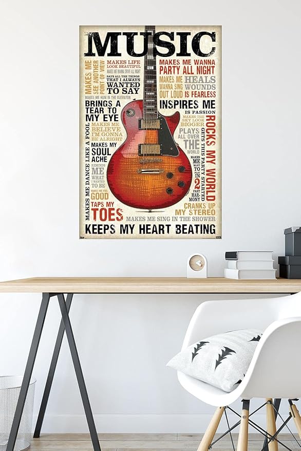 Trends International Music Inspires Me Wall Poster, 22.375" x 34", Premium Poster & Mount Bundle