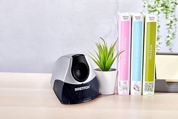 Bostitch Electric Pencil Sharpener, Heavy Duty HHC Cutter Tech, Stall-Free Motor, High Capacity Tray, for Office or Classroom, Silver
