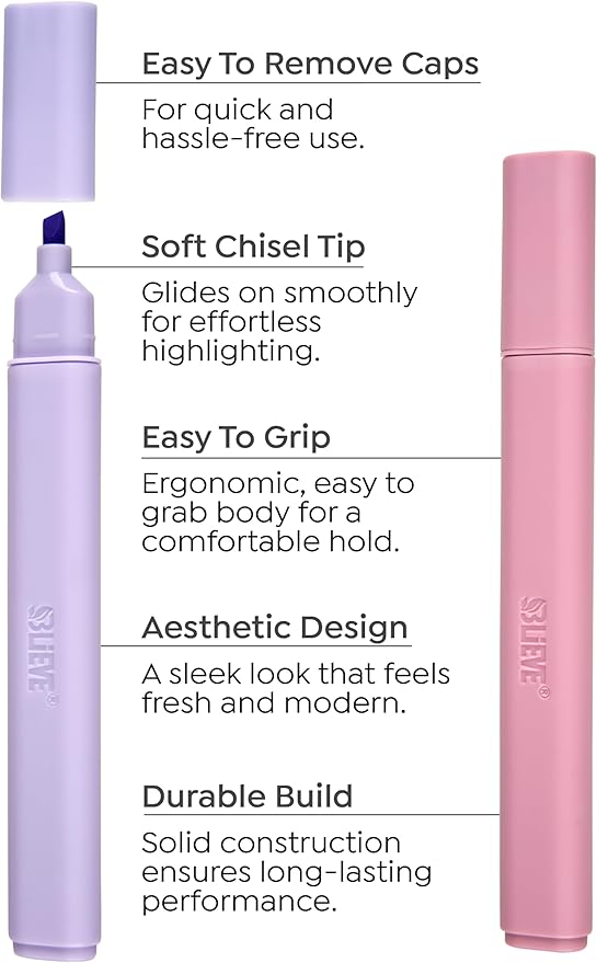 BLIEVE- Aesthetic Highlighters No Bleed Through Assorted Colors, Cute Highlighter For Journaling Office Supplies And Accessories, Bible Highlighters And Pens No Bleed Chisel Tip (MORANDI)
