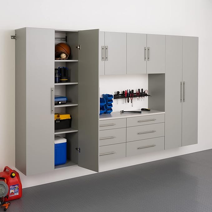 Prepac HangUps 30” Wide Wall Mount 3-Drawer Storage Cabinet, Ideal for Tool Storage, Organization for Garage, Kitchen, Laundry, Bathroom, Home Office and More, 30”W x 24”H x 16”D, Light Gray