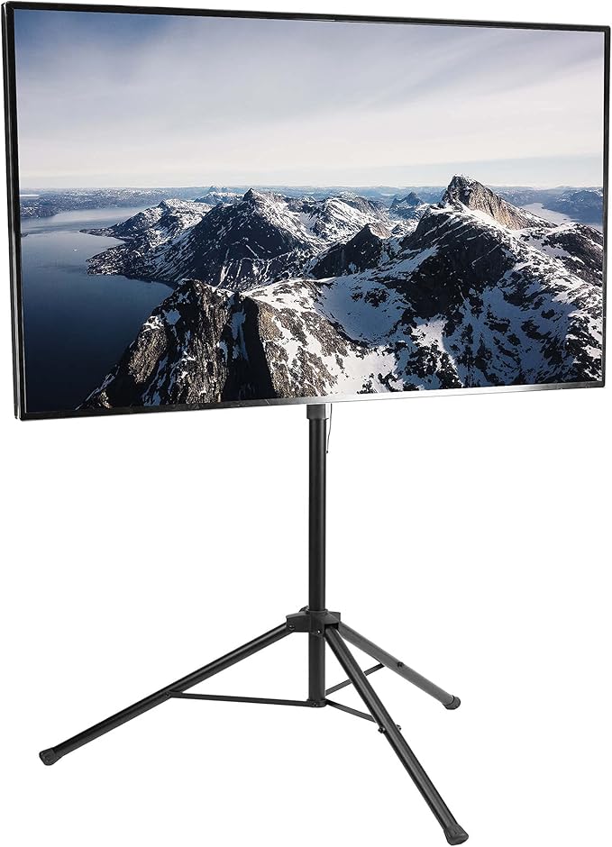 VIVO Tripod 37 to 75 inch LCD LED Flat Screen TV Display Floor Stand, Portable Height Adjustable Mount, Black, STAND-TV75T