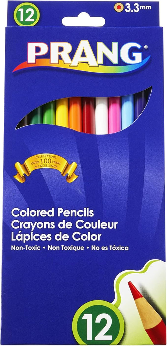Prang 22120 Prang Colored Wood Pencil Set, 3.3 mm, 12 Assorted Colors, 12 Pencils/Set (Pack of 12, 144 Count Total)