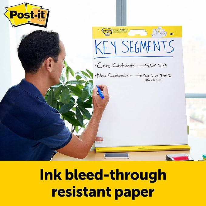 Post-it Super Sticky Portable Tabletop Easel Pad w/ Dry Erase Panel, Great for Virtual Teachers and Students, 20x23 Inches, 20 Sheets/Pad, 1 Pad, Built-in Stand (563DE)