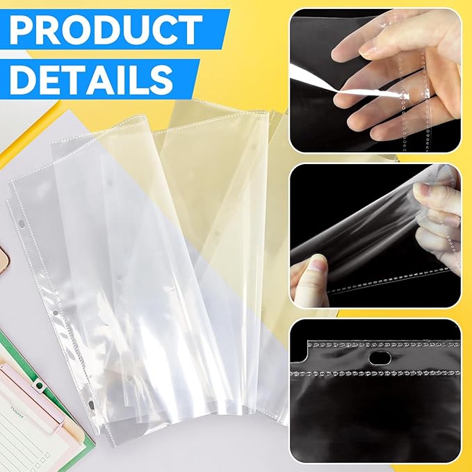 Vmiapxo 40 Pack Scrapbook Refill Pages 12x12 Inch, Clear Page Protectors Fit 3 Ring Scrapbooking Binder & 12 x 12 Photo Album, Heavyweight Plastic Protective Sleeves, Sheet Protectors