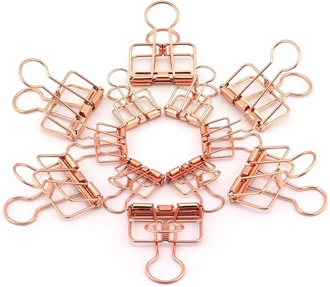 40-Pack Multi-purpose Metal Wire Binder Clip Set,20pcs 2.25 Inch & 20pcs 1.57 Inch Paper Metal Clips,for Home Office Supplier School Accessories - Rose Gold