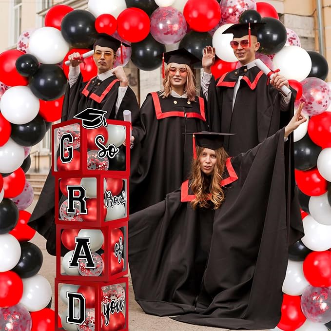 2026 Graduation Decorations, Red And Black Graduation Decorations 2026 Arch Kit Boxes With Letters 2026 Grad for Middle School High School College ect.