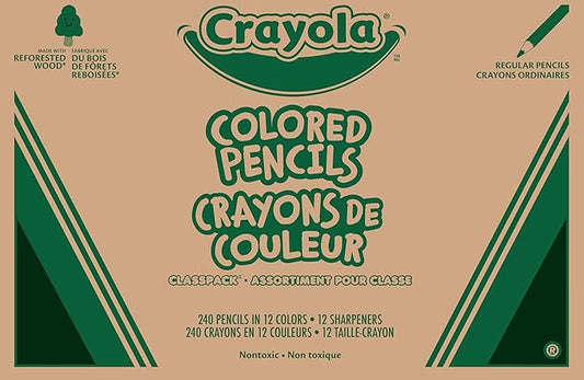 Crayola Colored Pencils Classpack (240ct), Bulk Colored Pencils for Kids, 12 Colors, Coloring Supplies, Must Have Teacher Classroom Essentials for School