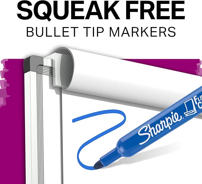 Sharpie Flip Chart Markers, Bullet Tip, Assorted Colors, 8 Count - Low-Odor, Squeak-Free, Home, Office, Back to School, Teacher Supplies