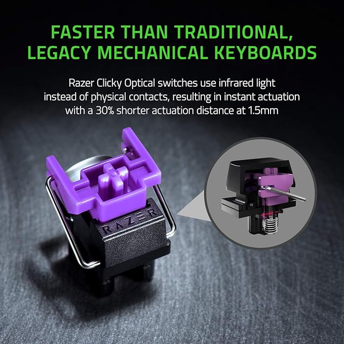 Razer Huntsman Mini 60 Percent Wired Optical Clicky Switch Gaming Keyboard with Chroma RGB Backlighting, PBT Keycaps, Mechanical Keyboards for PC Gaming Computer - Classic Black (Renewed)