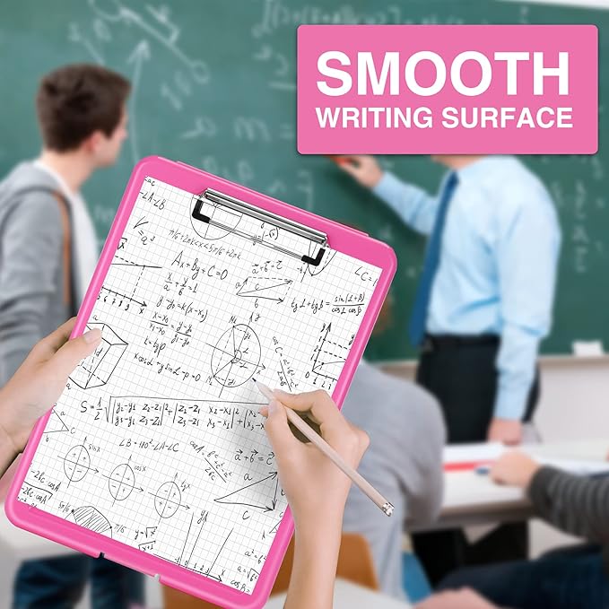Sooez Clipboard with Storage, Plastic Storage Clipboards with Low Profile Clip, Nursing Clip Boards Foldable, Hanging Clipboard Case for Work, Teacher, Classroom Must Haves, Office School Supplies