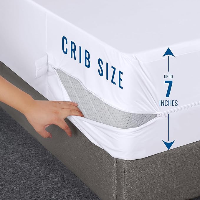 Utopia Bedding Mattress Protector Zippered Crib Size, 100% Waterproof Bed Bug and Dust Mite Proof Mattress Encasement, Absorbent 6 Sided Mattress Cover