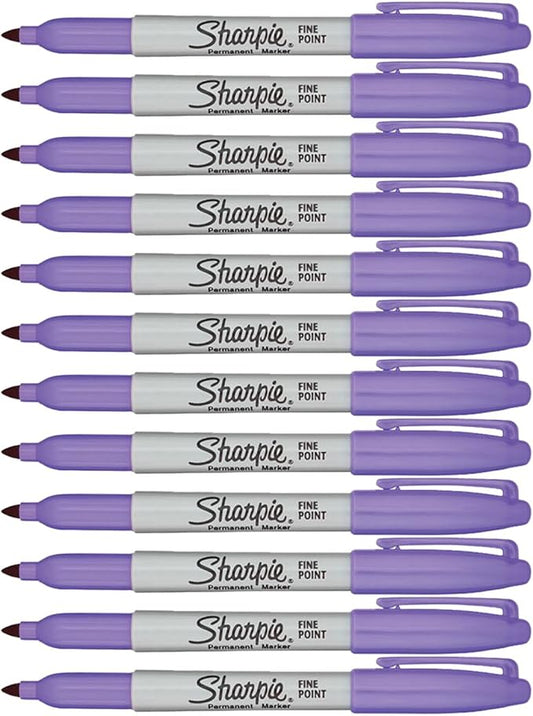 Sharpie Permanent Markers, Fine Point, 12-Count (Light Purple)