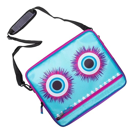 Case it 6 Pack Universal Monster Eye Zipper Binder with Removable Laptop Sleeve, 2-Inch O Rings, Shoulder Strap, LT-307-ME-C-MAG, Magenta