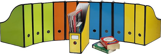 Simple Houseware 12-Pack Magazine File Holder Box, Foldable Cardboard Organizer with Label Slot, Multicolor