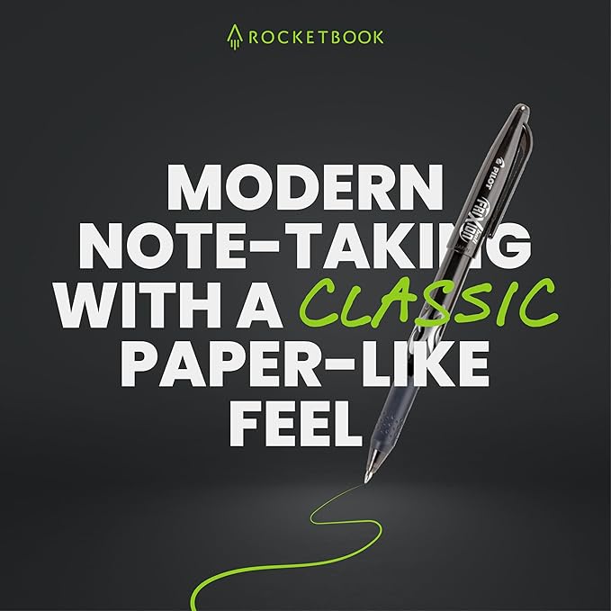 Rocketbook Fusion Hybrid Reusable Planner and Notebook in One, Additional Blank Pages, Goal and Project Tracker, Undated Planner, Letter Size 8.5x11, Black (Pack of 1)