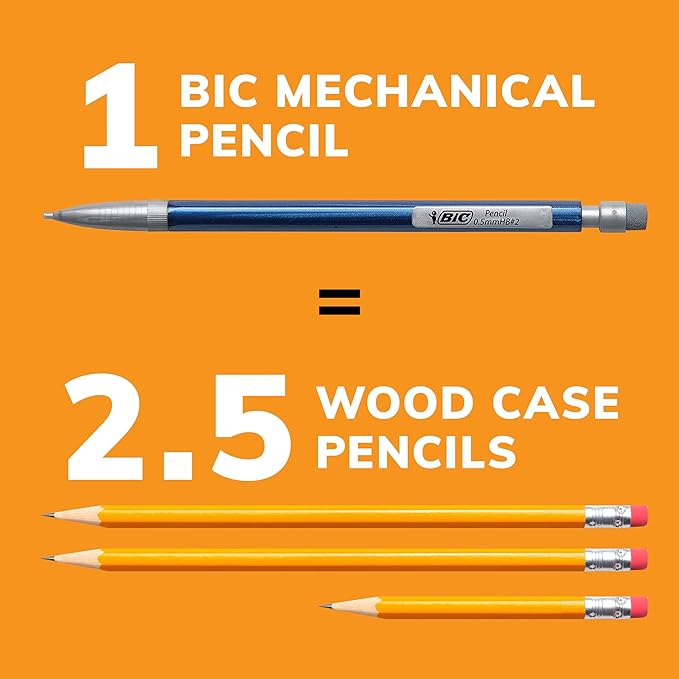 BIC Mechanical Pencil Variety Pack, Number 2 Mechanical Pencils With Erasers, Fine Point (0.5mm), Medium Point (0.7mm) and Thick Point (0.9mm), 60 Count, Bulk Mechanical Pencils for School or Work